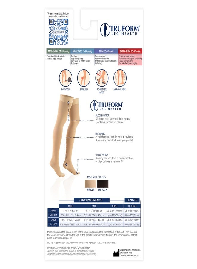 Truform 30-40 mmHg Compression Stockings for Men and Women, Thigh High Length, Dot-Top, Closed Toe, Black, Small - Image 4